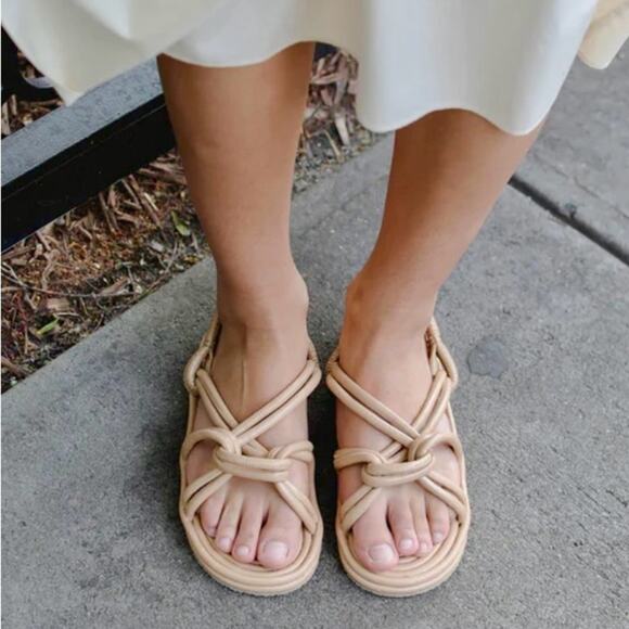 NWT Women’s Proenza Schouler Fabri Cable Sandal Flat Khaky Beige Sz US 7 EU 37 - Picture 2 of 15